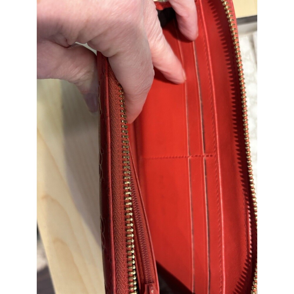 Authentic HOT Red GUCCI Guccissima Leather Zipper Wallet W/ COA Box Fits IPhone - Picture 10 of 16